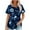 Blue, variant on Raeneomay Short Sleeve Tunic Tops Fit Pleated Blouse Shirts Fashionable Women's Casual Short Sleeved Loose Round Neck Printed Top