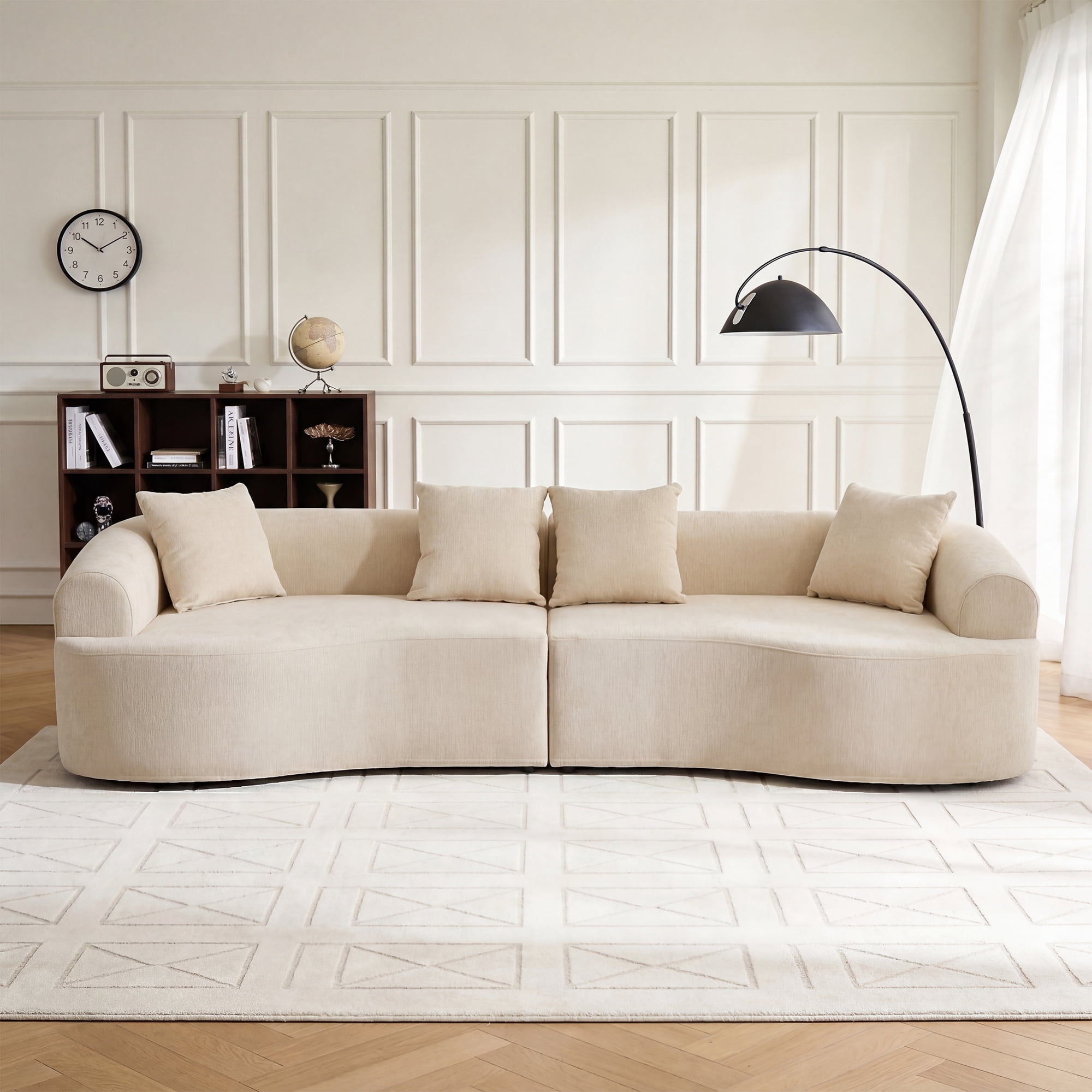 106" Wide Curved Modular Sectional Sofa, No Assembly Chenille Cloud Couch with Medium-Firm Support