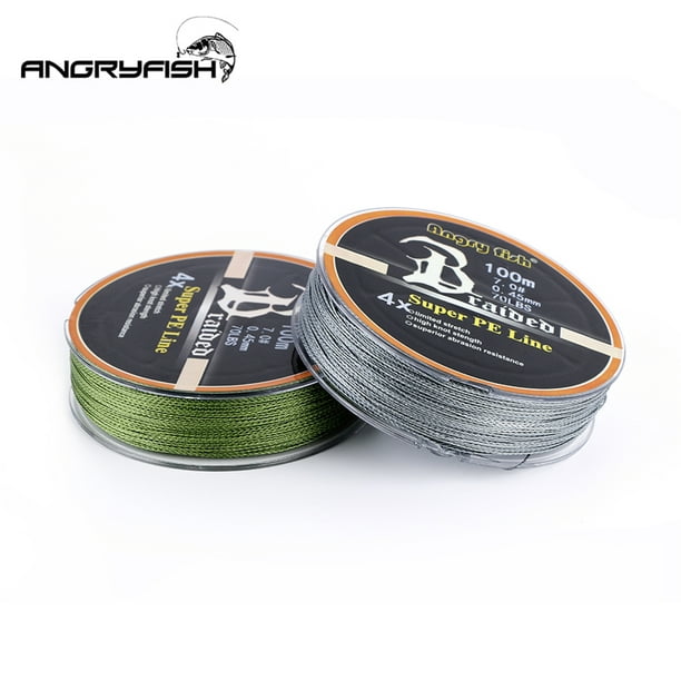 ANGRYFISH Diominate PE Line 4 Strands Braided 100m/109yds Super Strong Fishing  Line 10LB-80LB Gray 3.0#: 0.28mm/33LB 