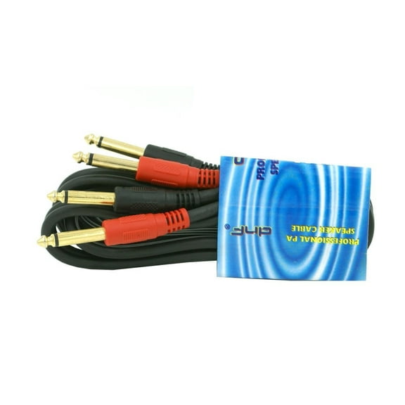 6 FT DUAL 1/4" TS MONO MALE TO MALE PLUG PRO AUDIO DJ PA CABLES( 1 Pack)