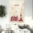 thumbnail image 3 of Polish Tapestry, Warsaw Calligraphy with a Skyline Graphics, Wall Hanging for Bedroom Living Room Dorm Decor, 40W X 60L Inches, Champagne Dark Salmon, by Ambesonne, 3 of 5