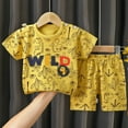 thumbnail image 2 of Boys Summer Outfits Kids Boys Girls Summer Cartoon Printed Short Sleeved Tops and Shorts 2Pc Suit Girl Outfits Yellow 3 Months-9 Months, 2 of 3