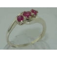 thumbnail image 2 of LBG British Made 18k White Gold Natural Ruby Womens Trilogy Ring - 33 size options - Size 6.75, 2 of 7