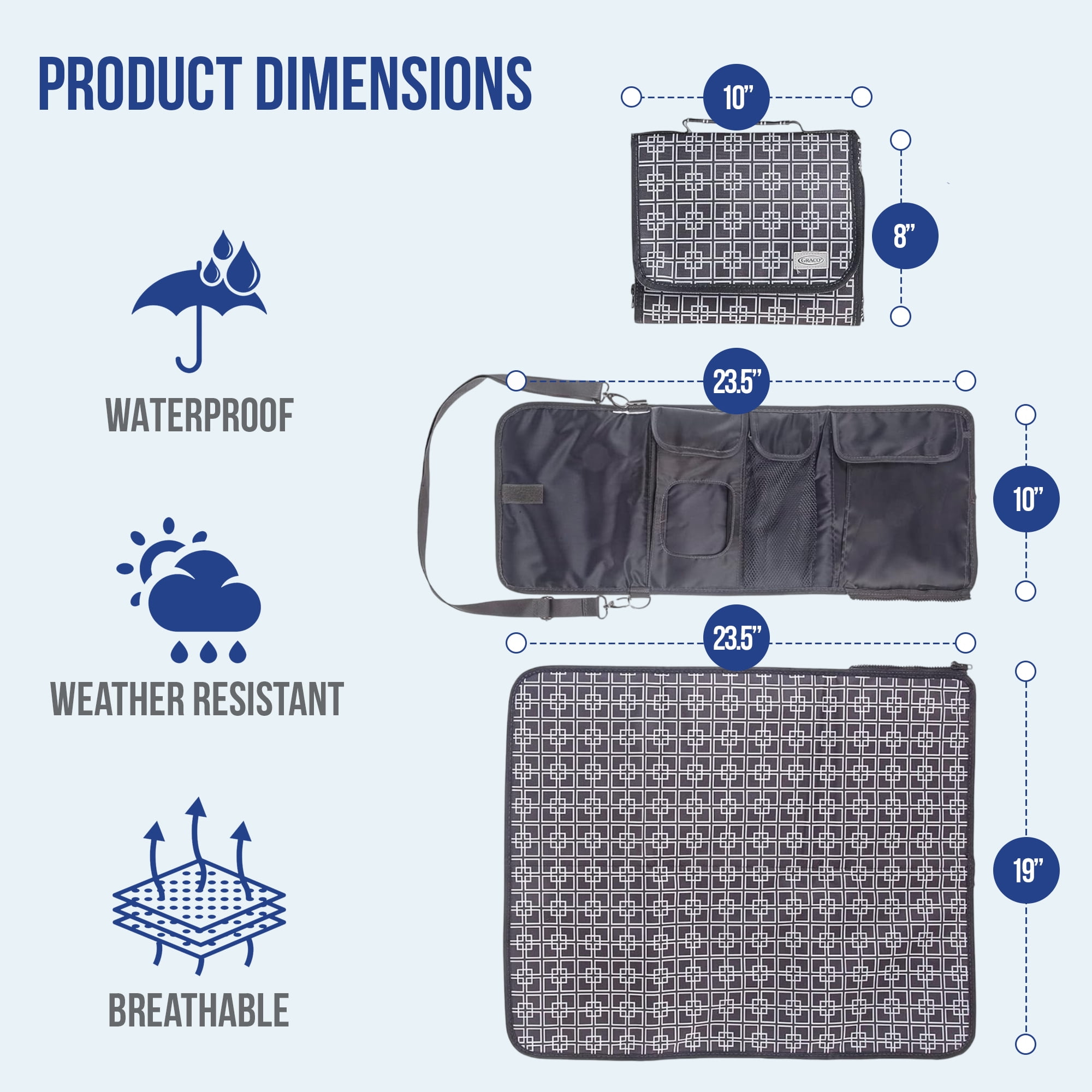 Graco Deluxe Travel Changing Pad, Compact and Foldable Diaper Changing Pad for Newborns and Infants, Gray
