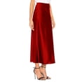thumbnail image 4 of Women’s Satin Midi Skirt High Waist Side Slit Elegant Straight Fit Skirt Lightweight Silky Fabric Suitable for Daily Wear Wine S, 4 of 7