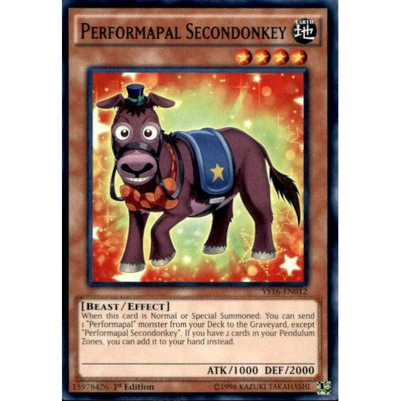 YuGiOh 2016 Starter Deck Yuya Common Performapal Secondonkey YS16-EN012