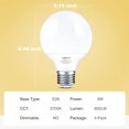 4Pack Vanity Light Bulbs for Bathroom, Warm White 2700K, LED Globe Light Bulbs 60 Watt, G25