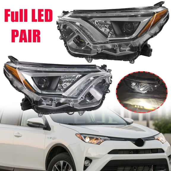 Pair FIT 2016 2017 2018 Toyota RAV4 Bi-LED Headlight Headlamps Chrome Right&Left