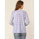 thumbnail image 5 of Allegra K Blusa Top Ligera Manga Larga A Cuadros Casual Para Mujer Azul L Unique Bargains Blusa, 5 of 6