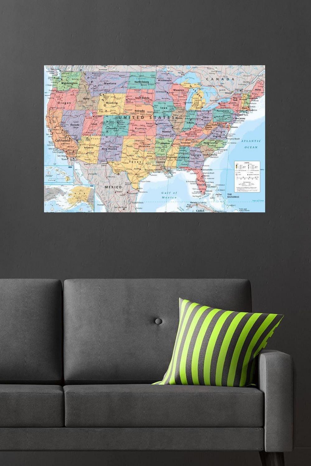 USA Map 2023 Wall Poster, 22.375" x 34"