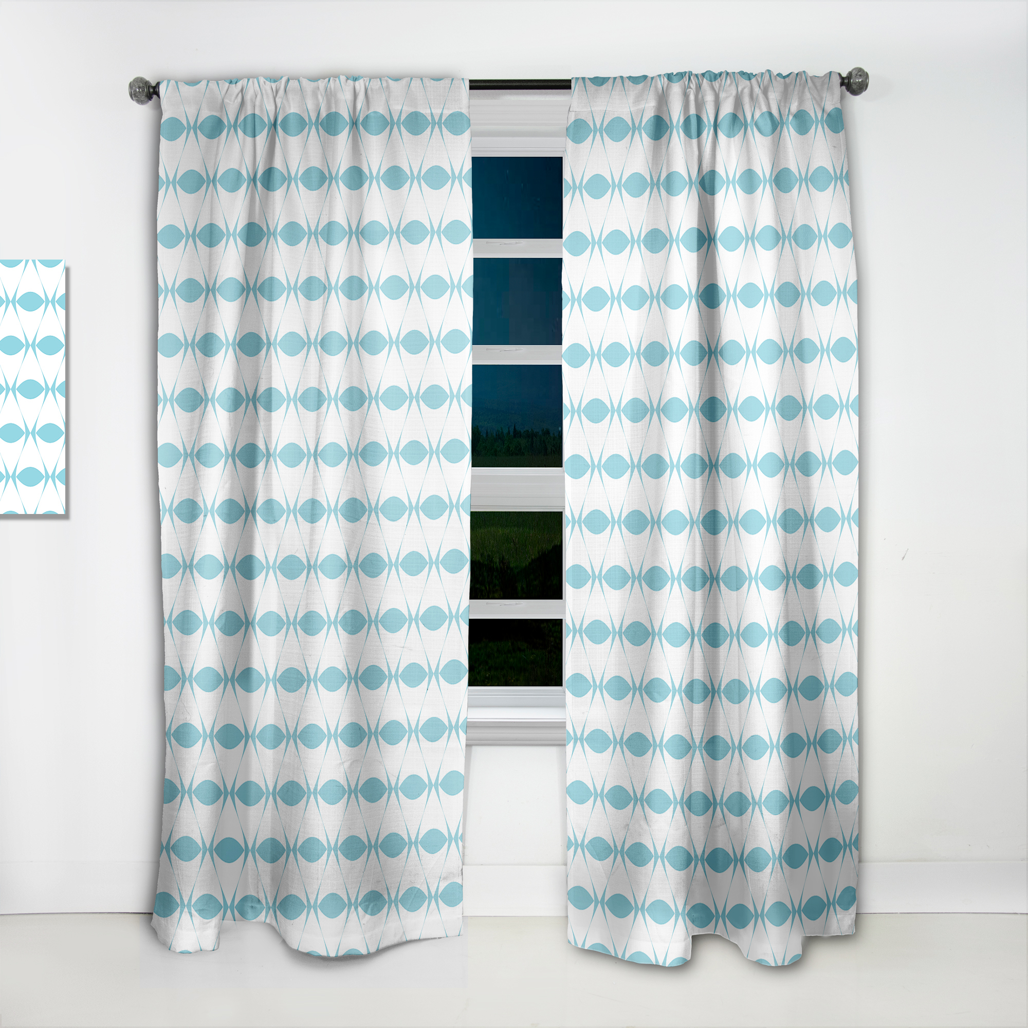 Designart 'Abstract Retro Geometrical Design Pattern VII' Mid-Century Modern Curtain Panel