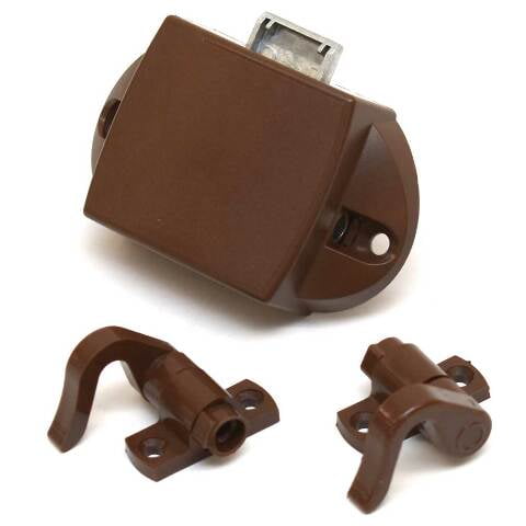 Hafele Boat Push Lock Latch 211.63.102 | w/ Hooks 3/8 Inch Brown