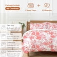 thumbnail image 6 of 3 Piece Red Pink Flowers Duvet Cover Set Queen Size,Microfiber Comforter/Quilt Cover with Corner Ties and 2 Pillowcases,Watercolor Summer Botanical Floral All Season Soft Bedding with Zipper Closure, 6 of 8