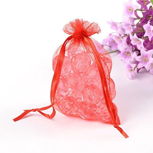 100 Pcs Red Organza Gift Bags with Drawstring Wedding Christmas Birthday Occasion Formal Event 1 Count (Pack of 100) Solid Christmas Floral Pattern Multipurpose Gift Bags