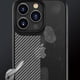 thumbnail image 4 of 1 paquete diseñado para iPhone 14 6.1 'Funda, patrón de fibra de carbono, pegamento duro transparente, cubierta protectora para teléfono a prueba de caídas (negro), 4 of 5