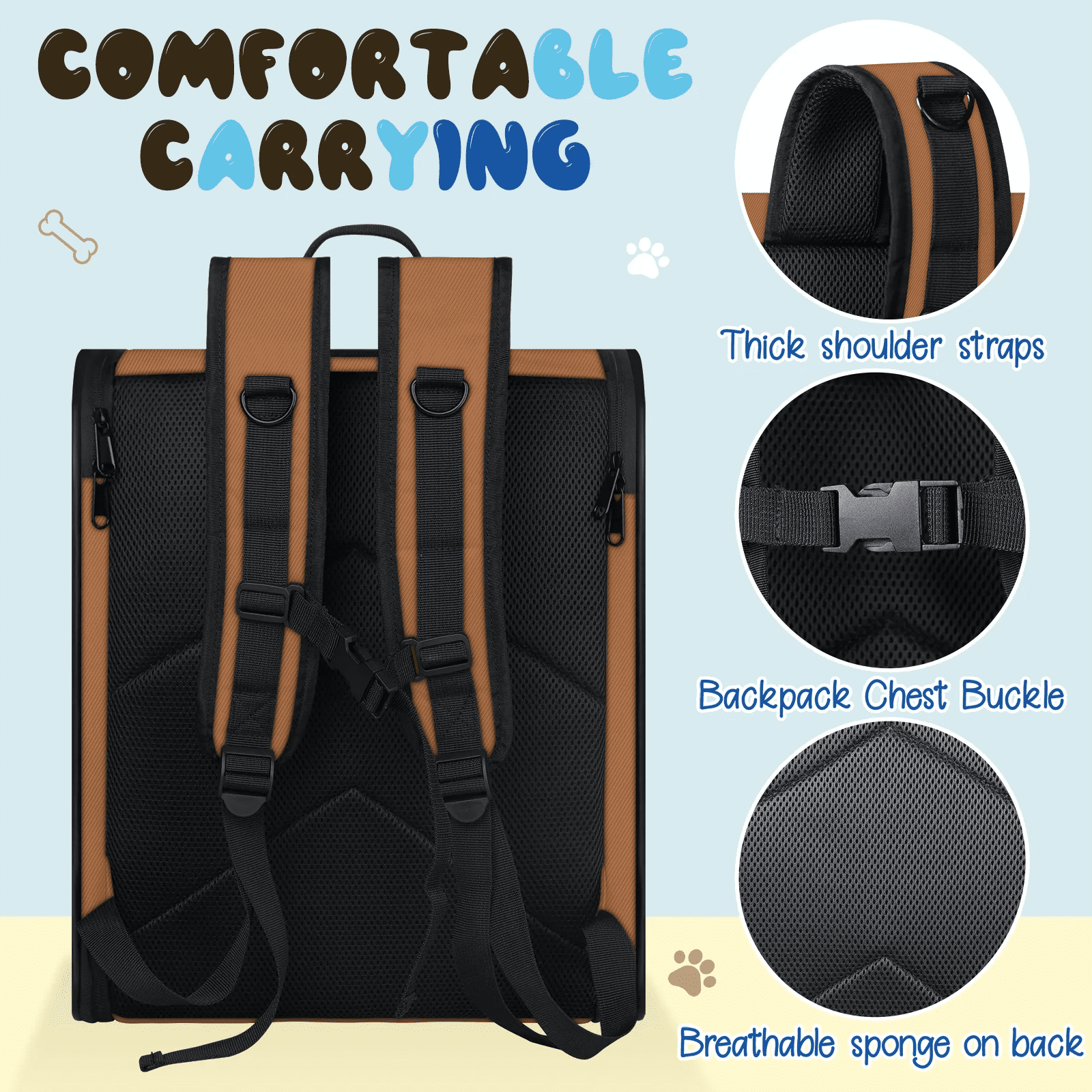 Personalized Pet Backpack Carrier for Cats and Puppies,Breathable Mesh,Custom Name Pet Travel Bag with Escape Proof Lock & Removable Pad