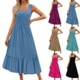 thumbnail image 6 of Casual Sleeveless Tank Maxi Dress for Women Scoop Neck Empire Waist with Pockets Purple,XL, 6 of 6