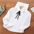 thumbnail image 5 of Mnyotv Teen Girls School Uniform Polo with Bow Classic Button Down Shirt Fall Clothes Long Sleeve Shirts Tops Size 12-13Y, 5 of 7