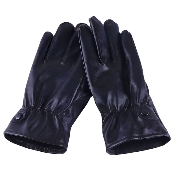 FLORNIX Mens Winter Black Leather Gloves For Driving Dress Real Sheepskin Leather Warm Fleece Lined Gloves