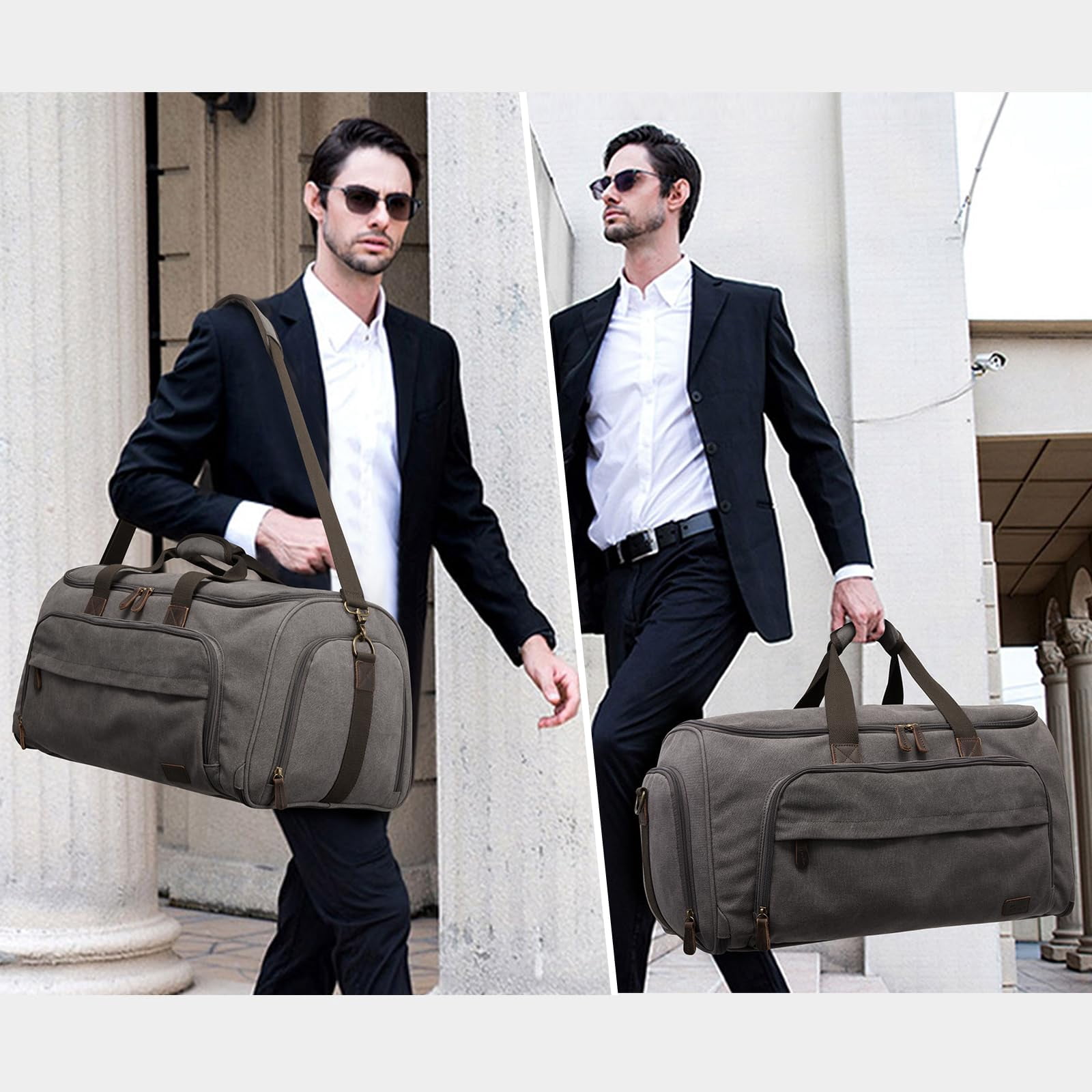 S-ZONE Carry On Garment Bag for Travel, 2 in 1 Convertible Garment Duffle Bag with Toiletry Bag, Hanging Suitcase for Men and Women, 50L