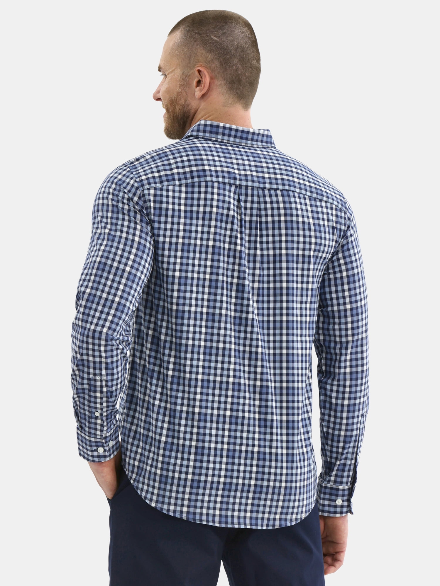 George Men's and Big Men's Performance Button Up Shirt with Long Sleeves, Sizes S-3XL