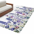 thumbnail image 2 of Area Rug for Living Room, Purple Floral Non-Slip Indoor Large Carpet for Bedroom/Dining Room, Spring Lavender Daisy Butterflies Botanical Washable Low-Profile Floor Mat Runner Rugs - 2.7 x 5 Ft, 2 of 7
