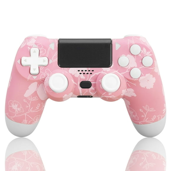 Controlador inalámbrico para P4, mando a distancia compatible con P-4/P-4 Slim/P-4 Pro, soporta vibración dual y control de movimiento giroscópico de 6 ejes (Rosa cerezo)