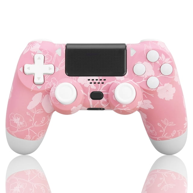 Controlador inalámbrico para P4, mando a distancia compatible con P-4/P-4 Slim/P-4 Pro, soporta vibración dual y control de movimiento giroscópico de 6 ejes (Rosa cerezo)