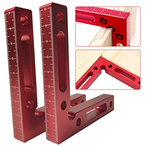 2PCS 90 Degree Positioning Squares, Aluminium Alloy Right Angle Ruler Clamps Woodworking Carpenter Tool Corner Clamping Square for Picture Frame Box Cabinets Drawers