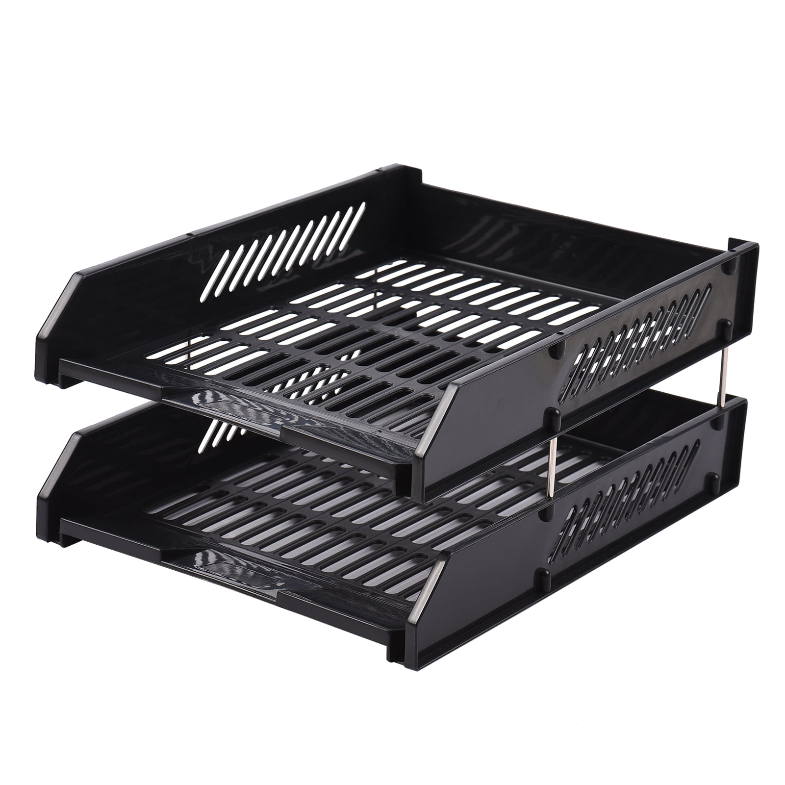 JIELISI Document Tray Desktop File Organizer Stackable 2 Tier Letter Tray Holder Magazine Rack Desk Accessories Paper Storage Stationery Supplies for Office School Home