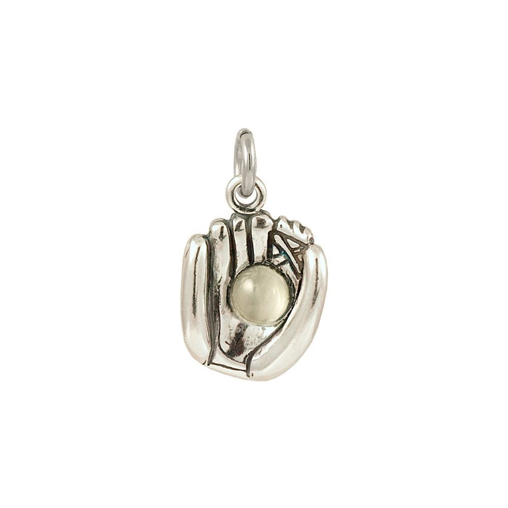 Charm Country Sterling Silver 3D Large Glove and Baseball Charm Item