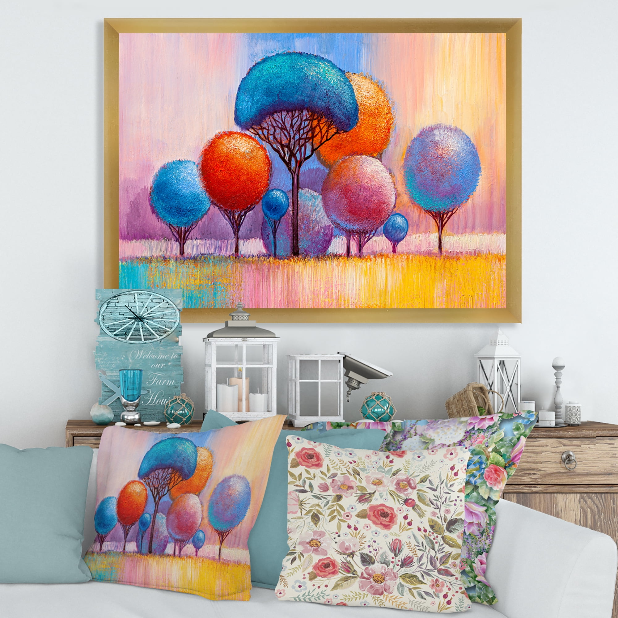 Designart 'Autumn Colorful Fantasy Trees II' Modern Framed Art Print