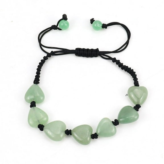 Namzi handmade beaded bracelet, suitable for both men and women, natural stone heart woven bracelet, simple and adjustable bracelet (green)