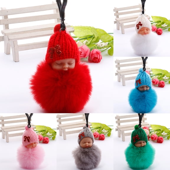 SPRING PARK Plush Doll Women Handbag Purse Backpack Pendant Decoration Cute Fluffy Sleeping Decor