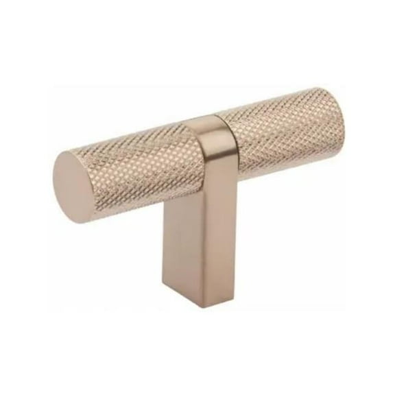 Emtek 86656.RCBUS14.KNUS14 2.25 in. Select Cabinet T-Knob Rectangular Bar Stem Knurled Bar Pull - Polished Nickel