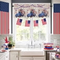 thumbnail image 2 of Kitchen Curtain Valances for Windows,Independence Day Blue Truck Flower Rod Pocket Small Valance USA Flag Star Stripe on Linen Short Window Treatment for Bedroom Bathroom Living Room,54"x18", 2 of 7