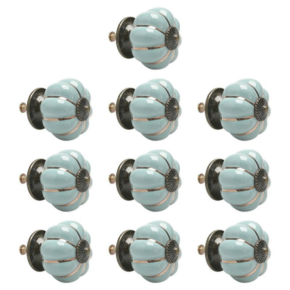 Unique Bargains 10-Pack Ceramic Drawer Cabinet Knob Handle Light Blue Finish