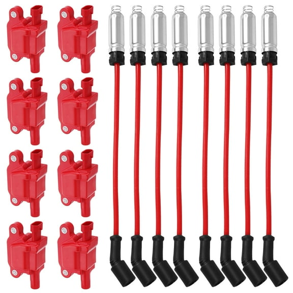 8Pcs Ignition Coil   Spark Plug Wire For GMC Chevy Silverado 1500 5.3L 6.2L UF413