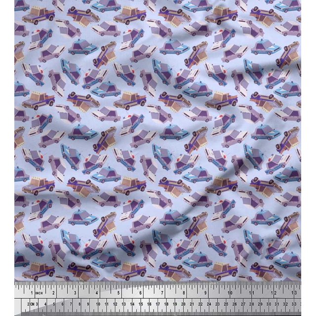 Soimoi Polyester Crepe Fabric Car Transport Decor Fabric Printed Yard 52 Inch Wide