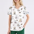 thumbnail image 4 of LHVUOA Scrub Tops Women Cute Kitty Dog Print Scrub Tops Plus Size Stretch Nursing Tops Soft Nurse Uniform Shirts with Pockets, 4 of 4