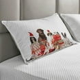 thumbnail image 2 of Christmas Quilted Pillowcover, Funny Pets with Christmas Presents Dogs Cats and Rabbits Photography, Standard King Size Accent Pillow Cover for Bedroom, 36" x 20", White Brown and Red, by Ambesonne, 2 of 2