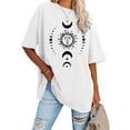 thumbnail image 4 of T Shirts Femmes Épaule Manche Courte Soleil Lune Imprimé Col Rond Manche Courte Taille T-Shirts Femmes Blanc TG, 4 of 4
