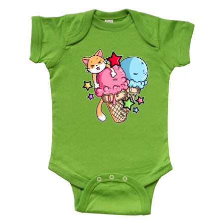 

Inktastic Ice Cream Cones with Orange Cat and Stars Gift Baby Boy or Baby Girl Bodysuit