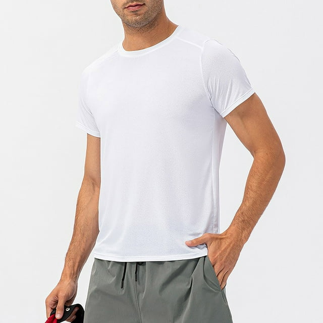 DPTALR Combinaison de Course Ample pour Homme de Printemps, Absorbant la Sueur, Respirante, Entraînement Physique, Décontractée, Manches Courtes, Col Rond, Haut/chemise