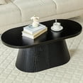 thumbnail image 5 of Oval Black Coffee Table with Sturdy Tapered Base, 39.4" Wood Small Coffee Table, Mid Century Modern Fluted Center Table for Living Room Office, 5 of 9