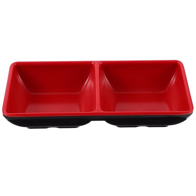 Plato de salsa de 2 compartimentos aperitivos para servir bandeja de salsa dividida plato para nueces de vinagre