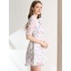 thumbnail image 4 of Allegra K Vestidos Florales Para Mujer Gasa Con Lazo En El Cuello, Pu?o Con Volantes, Cintura Elástica, Vestido Informal blanco L, 4 of 6