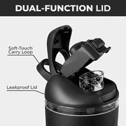 HydroJug Ease2o Insulated Stainless Steel Water Bottle with Straw & Chug Lid, Leak-Resistant, Cup Holder Friendly – 32oz, Black