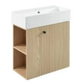 thumbnail image 3 of Resenkos 21.6" Modern Floating Bathroom Vanity with Ceramic Basin, Left Side Storage, Perfect for Small Bathrooms - Brown, 3 of 19