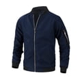 thumbnail image 4 of GrmtClth Sportswear Jacket Men Slim Fit Full Zip Bomber Coat Contrast Ribbed Hem Spring Fall Streetwear Casual Outerwear Navy XS, 4 of 5